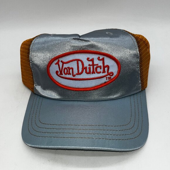 Vintage Satin and Mesh Von Dutch Snap Back Trucker Hat - Picture 1 of 4